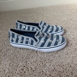 Keds Kids Navy and Gray Striped Sneakers